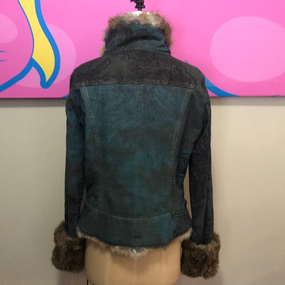 Roberto Cavalli Denim Rabbit Fur Lined Jacket - Picture 7 of 16